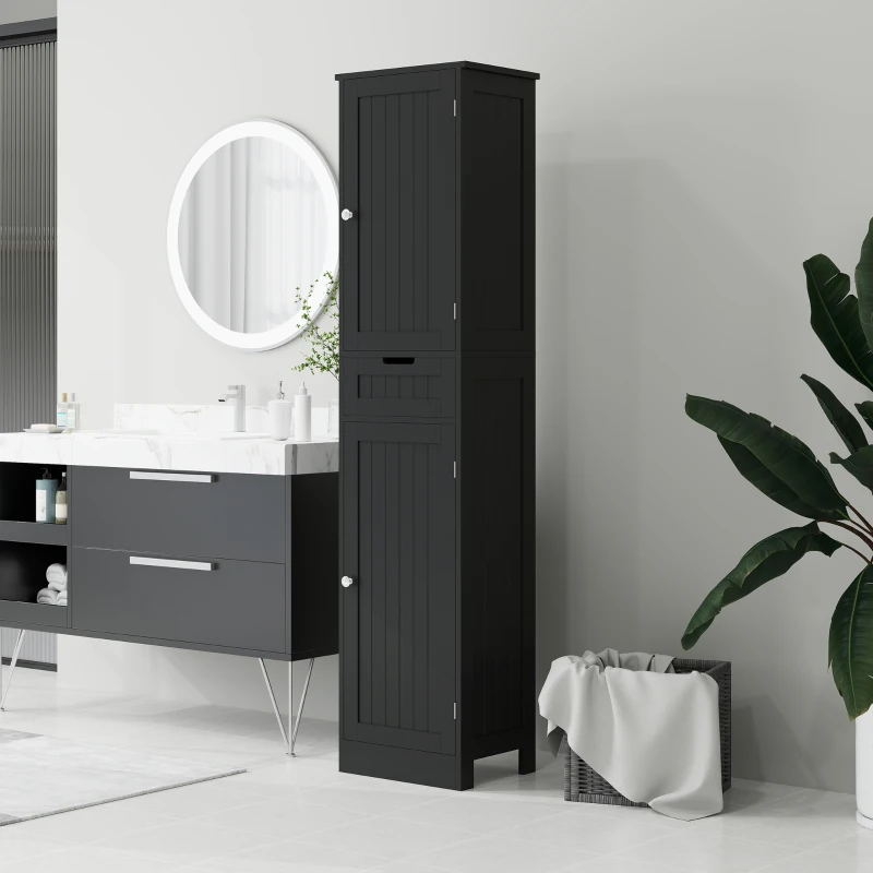 HOMCOM Freestanding Bathroom Cabinet with Drawer and 2 Doors, Tall Bathroom Cupboard for Kitchen, Study, Living Room