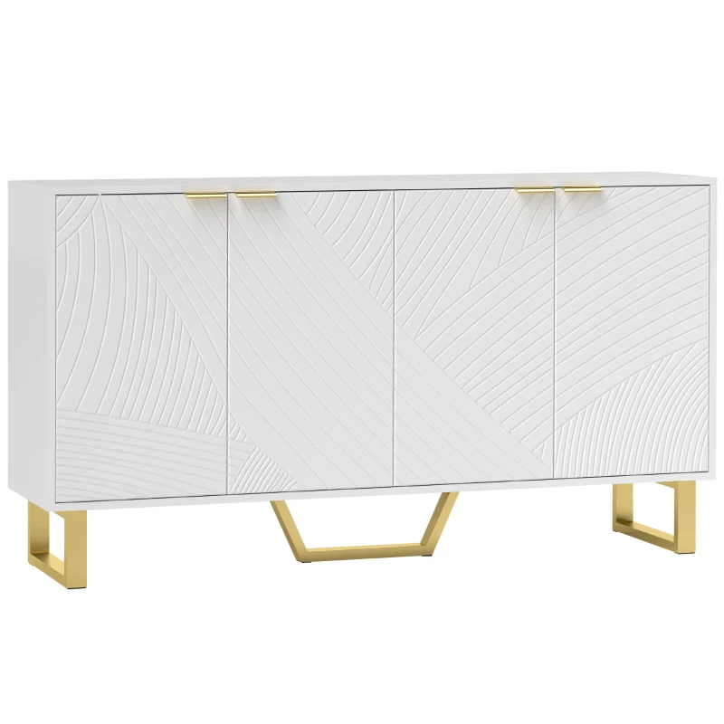 HOMCOM Sideboard Buffet Cabinet with Adjustable Shelves, Living Room Cabinet, TV Cabinet for 65 Inch TV, White