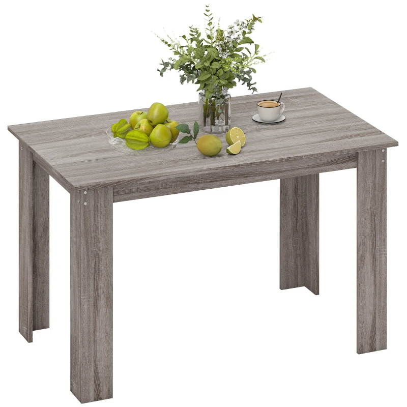 HOMCOM 47" Dining Table for 4-6 People, Modern Rectangular Kitchen Table for Dining Room, Living Room, Light Gray Wood Effect
