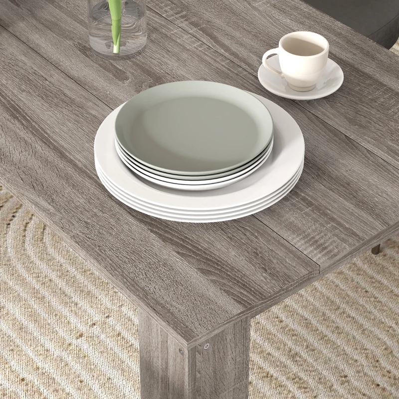 HOMCOM 47" Dining Table for 4-6 People, Modern Rectangular Kitchen Table for Dining Room, Living Room, Light Gray Wood Effect