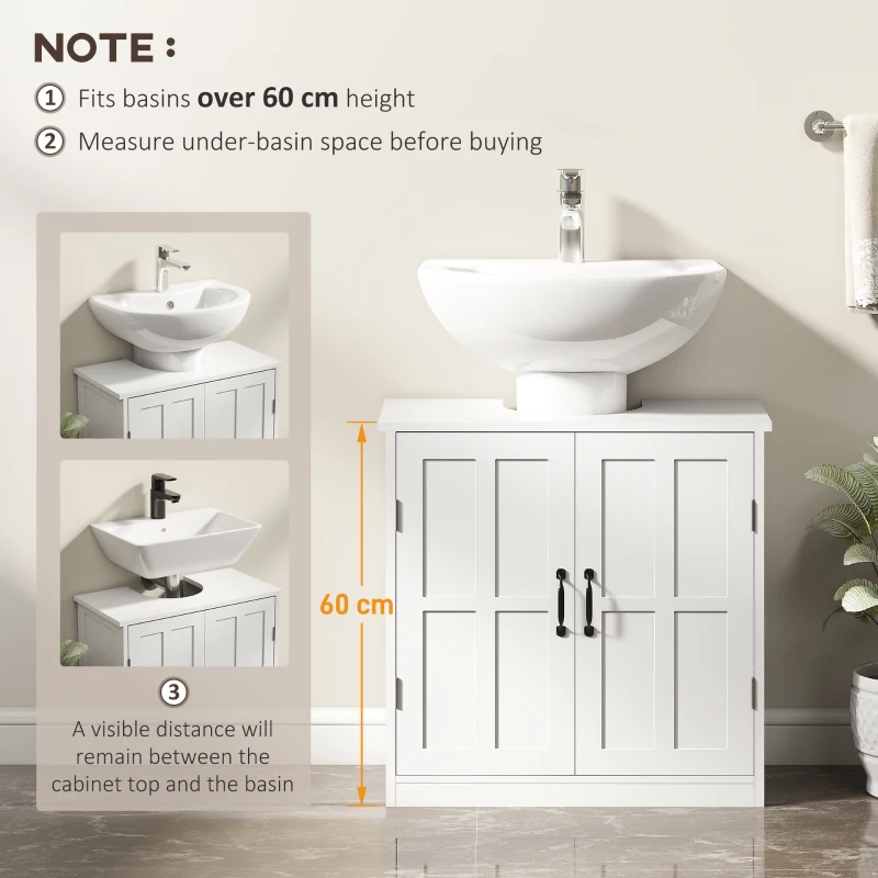 kleankin Bathroom Sink Cabinet, Pedestal Sink Cabinet with Adjustable Shelf, White
