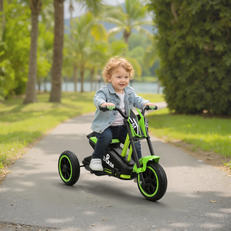 Qaba Kids Tricycle, Toddler Trike with Pedal for Indoor Outdoor Use, 3 Wheel Trike for Ages 18 to 36 Months Boys Girls, Green