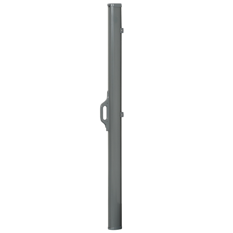 Outsunny 10' Retractable Folding Patio Privacy Side Awning with 50+ UV Protection, 2 Wall Brackets, & Polyester, White