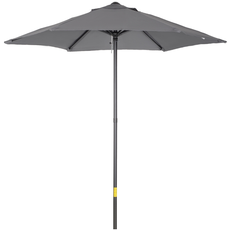 Outsunny 6.6FT Patio Umbrella, Outdoor Parasol with 6 Solid Ribs, Dark Grey