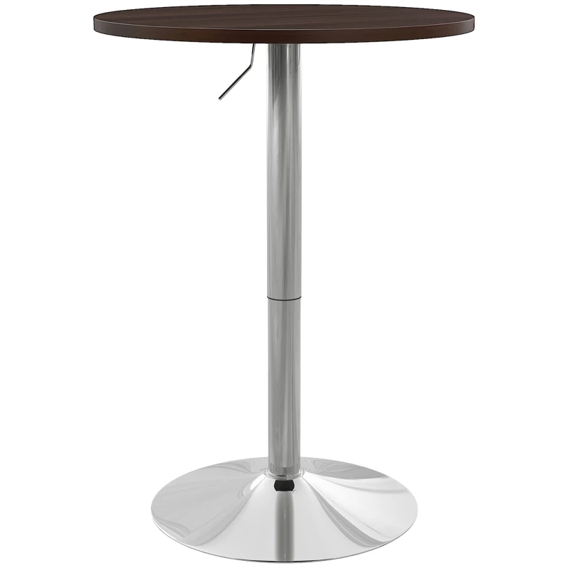 HOMCOM High Top Bar Table, Adjustable Round Kitchen Table with Swivel Top and Steel Base, Bistro Table for 2 People, Walnut