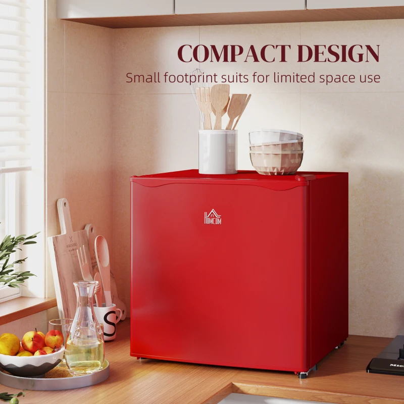 HOMCOM 1.1 Cu. Ft. Mini Freezer, Compact Upright Freezer with Reversible Door, Removable Shelf, Adjustable Temperature, Red