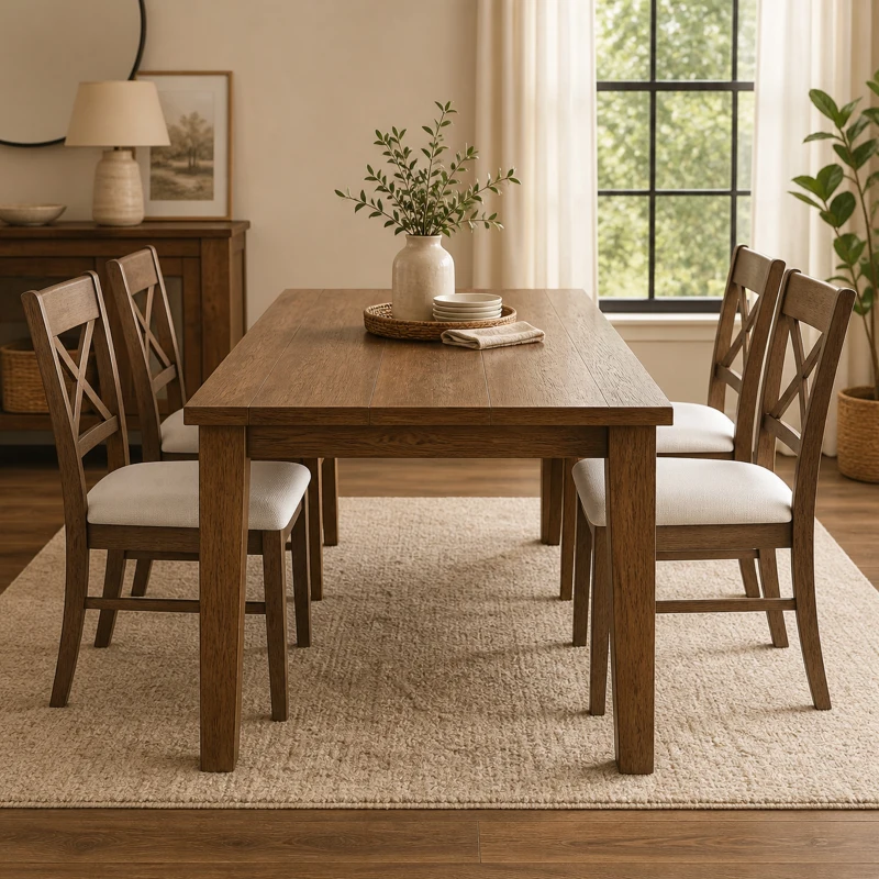 HOMCOM Dining Chairs Set of 2, Upholstered Kitchen Chairs with Rubberwood Frame, Padded Seat and X-Back, Walnut