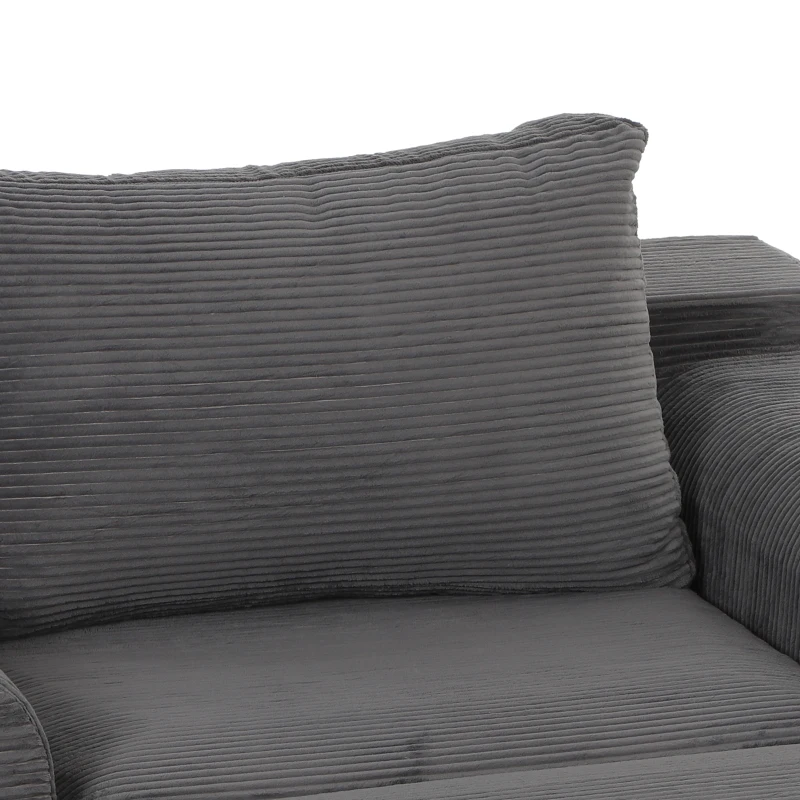 HOMCOM 51" Chair Bed, Corduroy Upholstered Sleeper Chair with Pillow, Dark Grey
