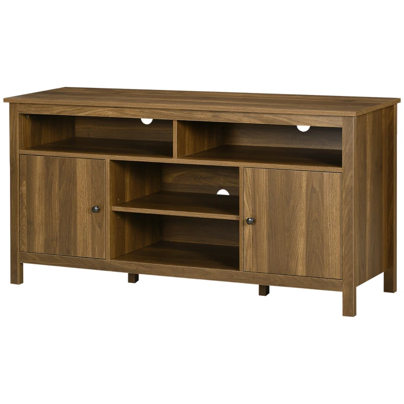 HOMCOM TV Stand for 65 Inch TVs, TV Cabinet with Wooden Shelves and Doors, Entertainment Center for Living Room, Bedroom, Walnut