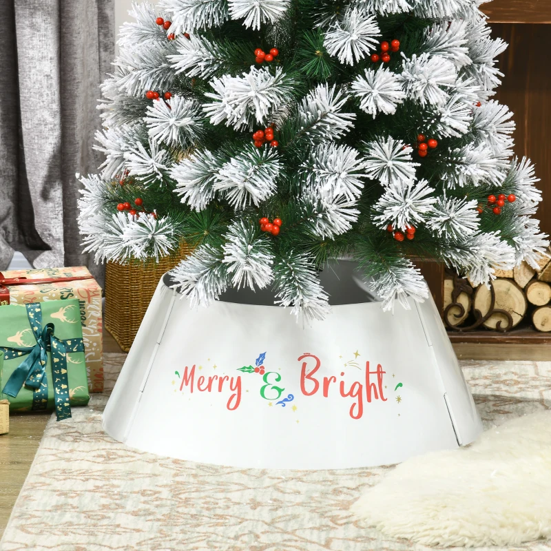 HOMCOM Christmas Tree Collar, Steel Tree Ring Skirt, Home Xmas Decoration for Christmas Tree, 26" x 26" x 11", Cream White