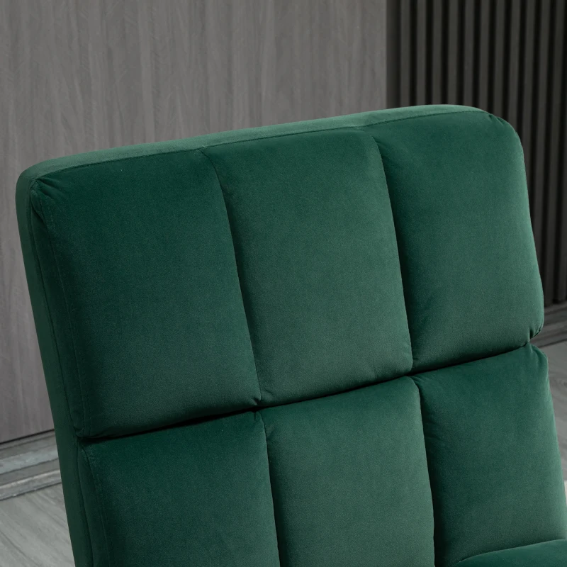 HOMCOM Accent Chair with Ottoman, Velvet Club Chair with Vibration Massage, Remote Control and Metal Legs for Living Room, Bedroom, and Home Office, Green