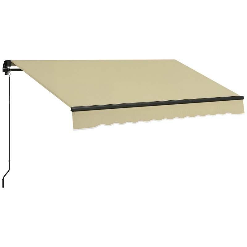 Outsunny 8' x 6.5' Retractable Awning, 280gsm UV Resistant Sunshade Shelter for Deck, Balcony, Yard, Beige