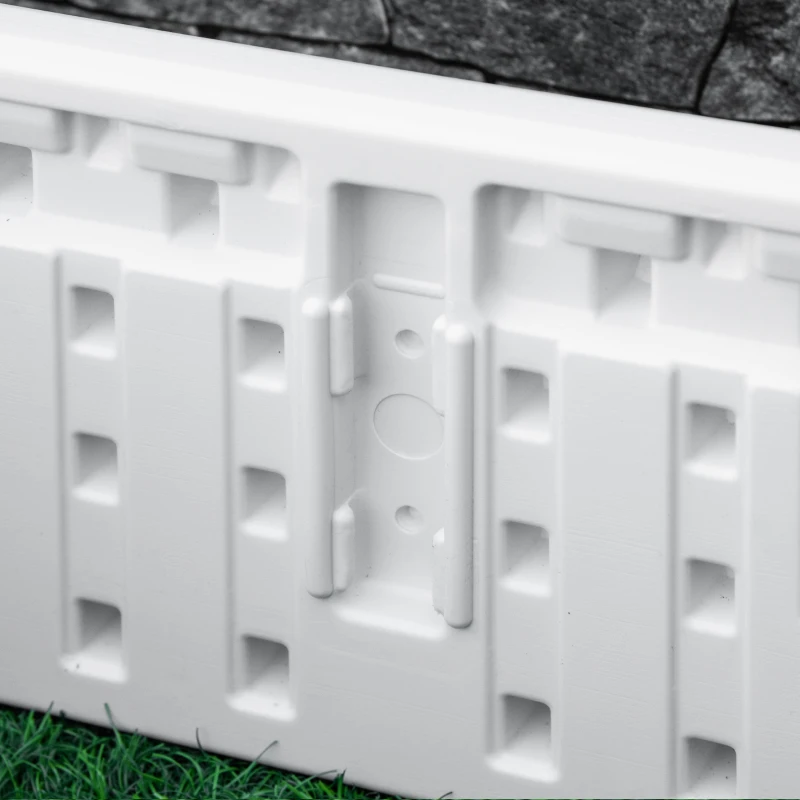 Outsunny 48" x 24" Raised Garden Bed Kit, Divisible Planting Box DIY Garden Elevated Planter for Outdoor & Indoor Backyard, Wood Imitating Grain, Easy Assembly, with 6 Stakes, White