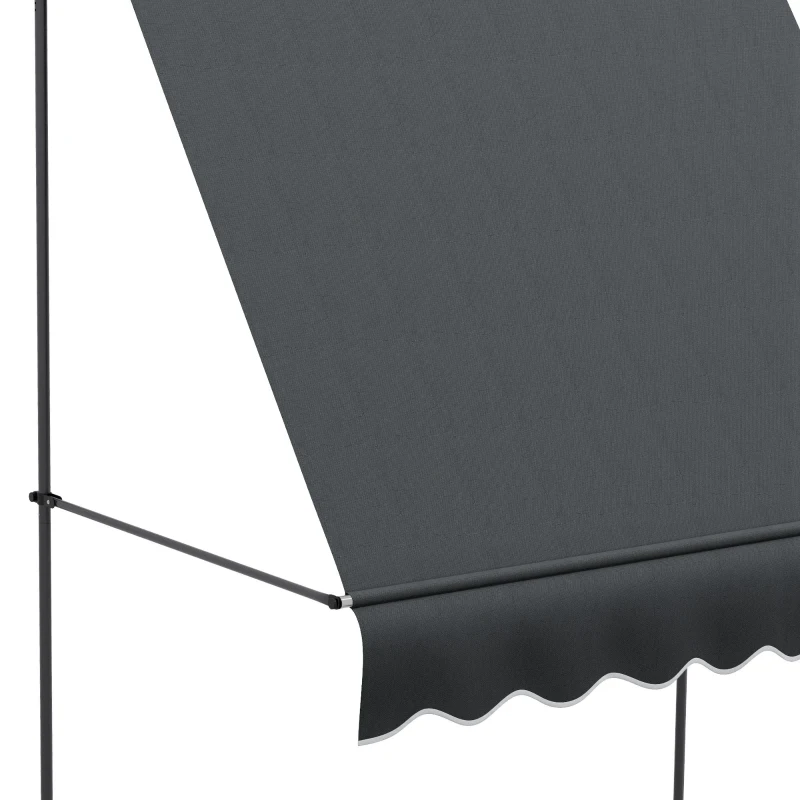Outsunny 6.5' x 4' Manual Retractable Awning, Non-Screw Patio Awning, UV Resistant for Window or Door, Dark Gray