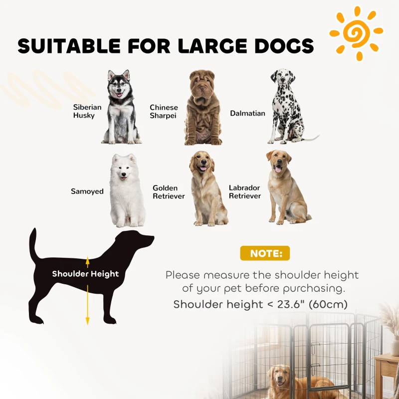 PawHut Large Dog Playpen Indoor Outdoor Foldable Pet Pen with Lockable Door and Ground Stakes for Large Dogs, Black