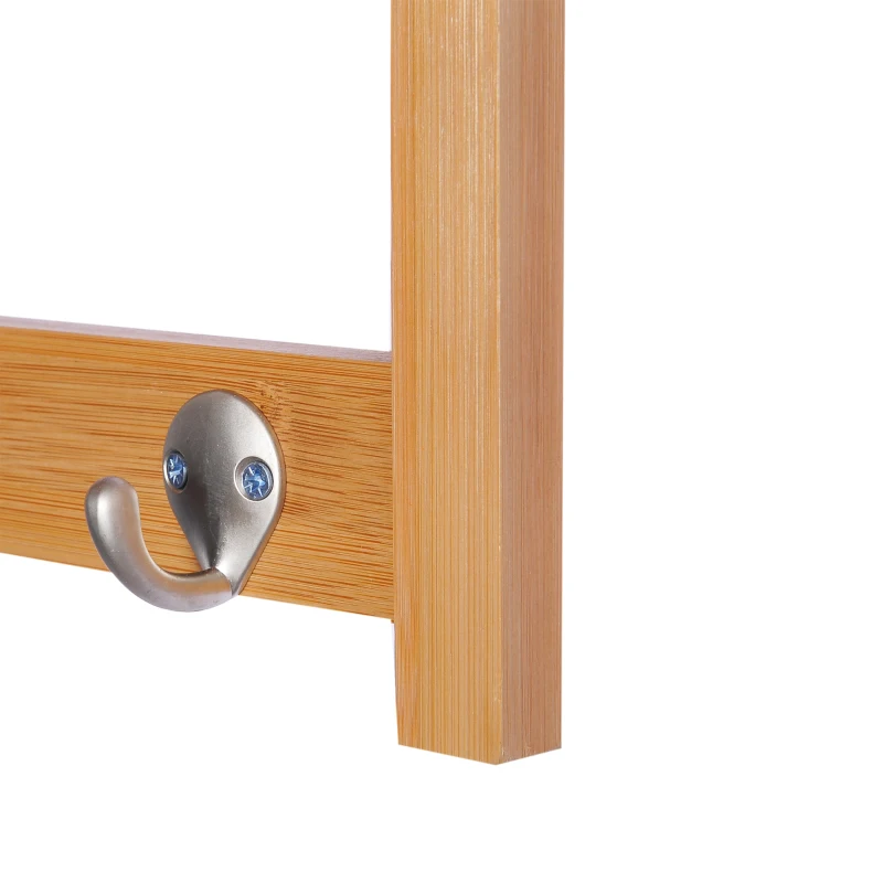 HOMCOM 20" Wall-mounted Entryway Coat Rack Bamboo Wall Shelf Organizer with 4 hooks