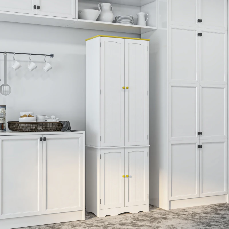 HOMCOM Freestanding Storage Cabinet, Kitchen Pantry Cabinet with 4 Shelves, 4 Doors, Kitchen Storage Cabinets for Dining Room