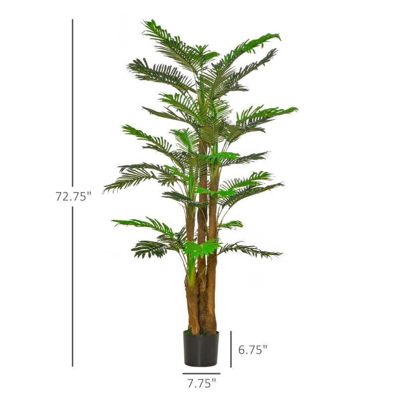 HOMCOM 6FT Artificial Tropical Palm Tree, Faux Decorative Plant in Nursery Pot for Indoor or   Décor