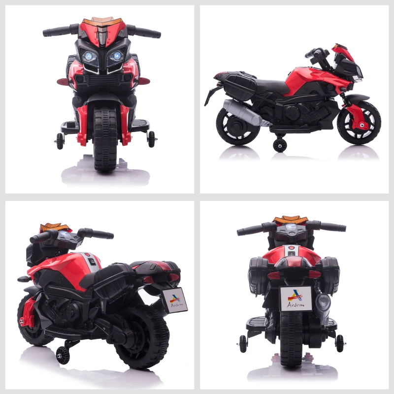 Aosom Kids Ride On Motorcycle, 6V Electric Battery Powered Dirt Bike w/ Training Wheels, Gift for Children Boys Girls Red
