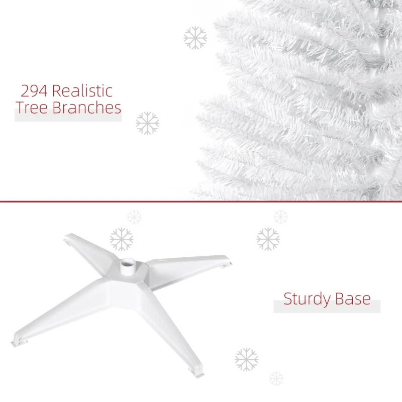 HOMCOM 5' Artificial Pencil Christmas Tree, Slim Xmas Tree with 294 Realistic Branch Tips and Plastic Stand, White