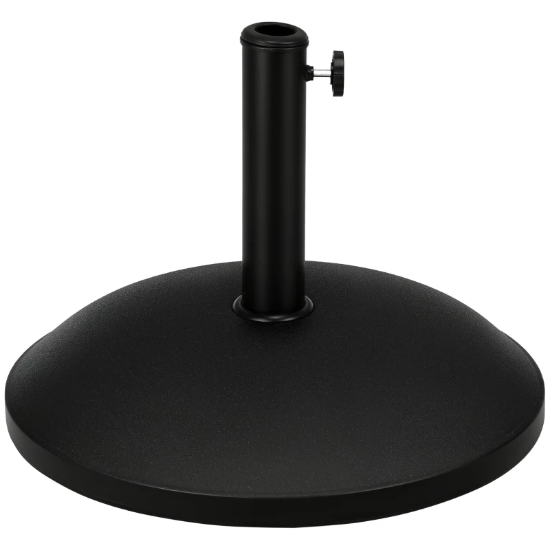 Outsunny 55 lbs Cement Round Umbrella Base Holder 20" Heavy Duty Parasol Stand for Patio, Outdoor, Backyard, Black