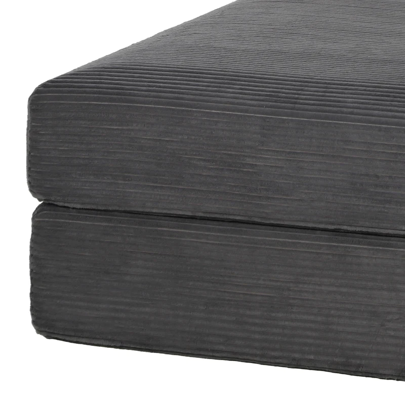 HOMCOM 51" Chair Bed, Corduroy Upholstered Sleeper Chair with Pillow, Dark Grey