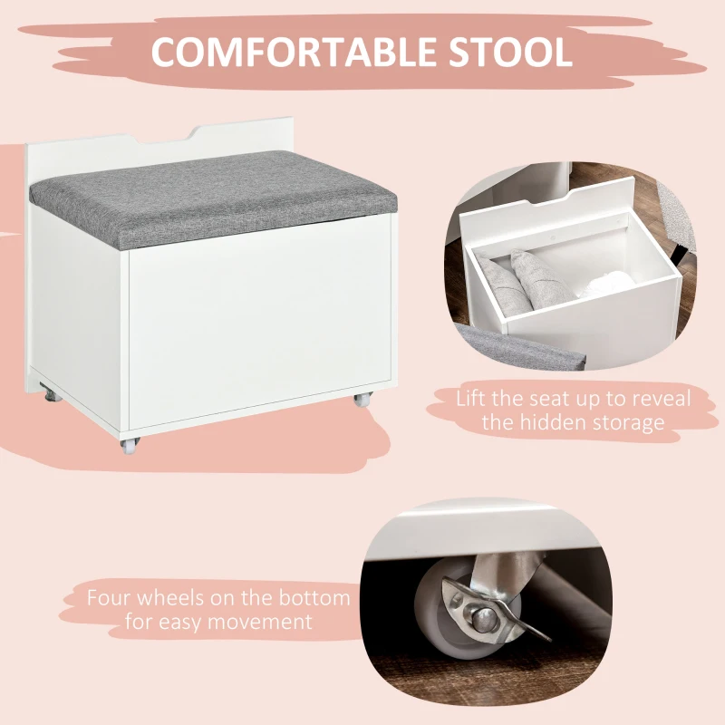 HOMCOM Vanity Set with Flip Top Mirror, Makeup Vanity Desk with Stool, Dressing Table with Drawer and 7 Compartments, White