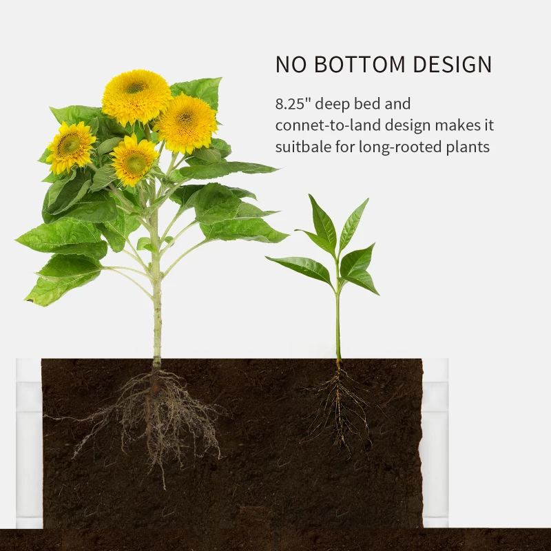 Outsunny 48" x 24" Raised Garden Bed Kit, Divisible Planting Box DIY Garden Elevated Planter for Outdoor & Indoor Backyard, Wood Imitating Grain, Easy Assembly, with 6 Stakes, White