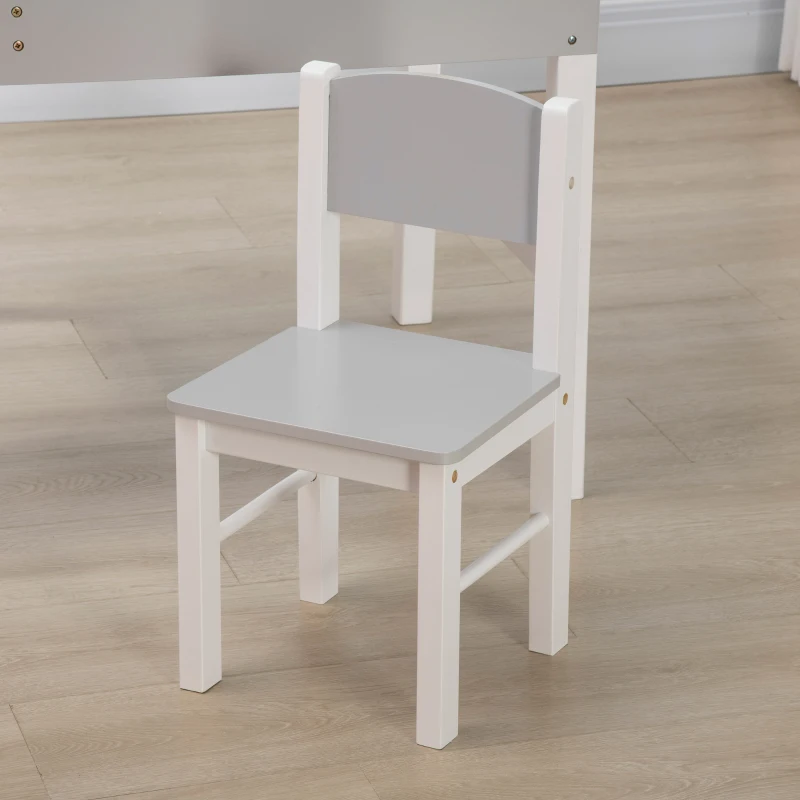 Qaba Table with Storage for Kids, Multi-Usage Kids Table and Chair Set with Building Blocks Desktop, Grey