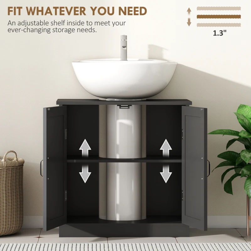 kleankin Bathroom Sink Cabinet, Pedestal Sink Cabinet with Adjustable Shelf, Black
