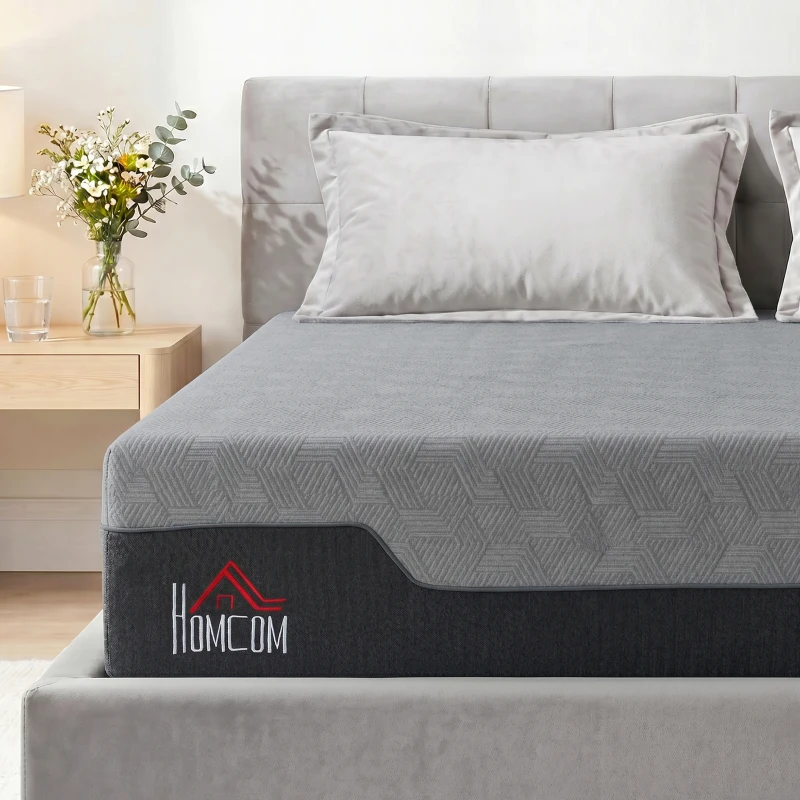 HOMCOM Queen Mattress, 12 Inch Memory Foam Mattress for Pressure Relief, Graphene Gel Cooling Copper Bed in a Box, Made in USA