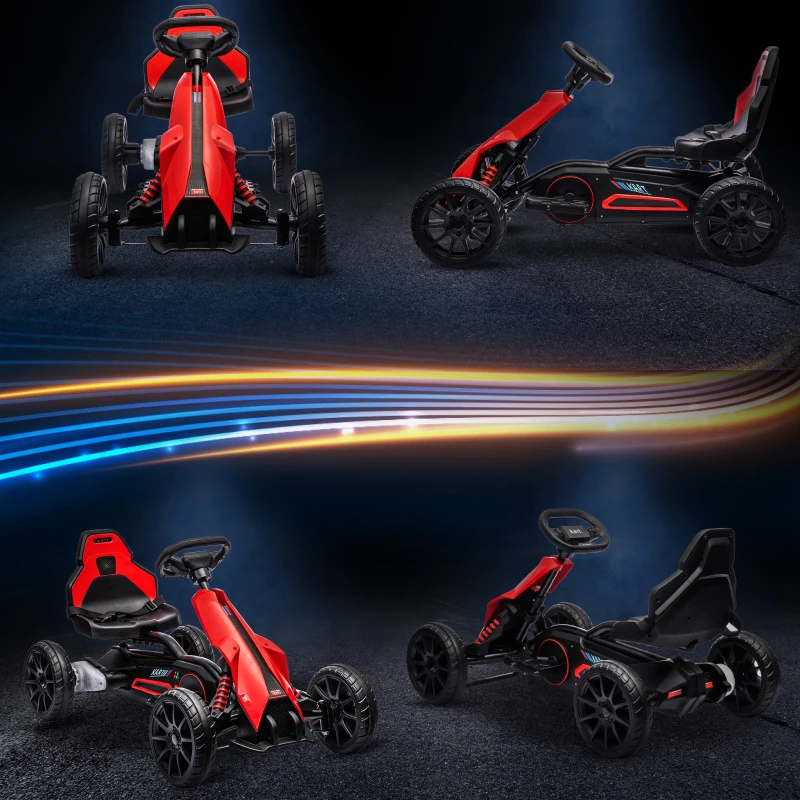 Aosom 12V Electric Go Kart for Kids, Ride On Toy with EVA Tires, 2 Speeds, Adjustable Seat, Safety Belt for 3-8 Years, Red