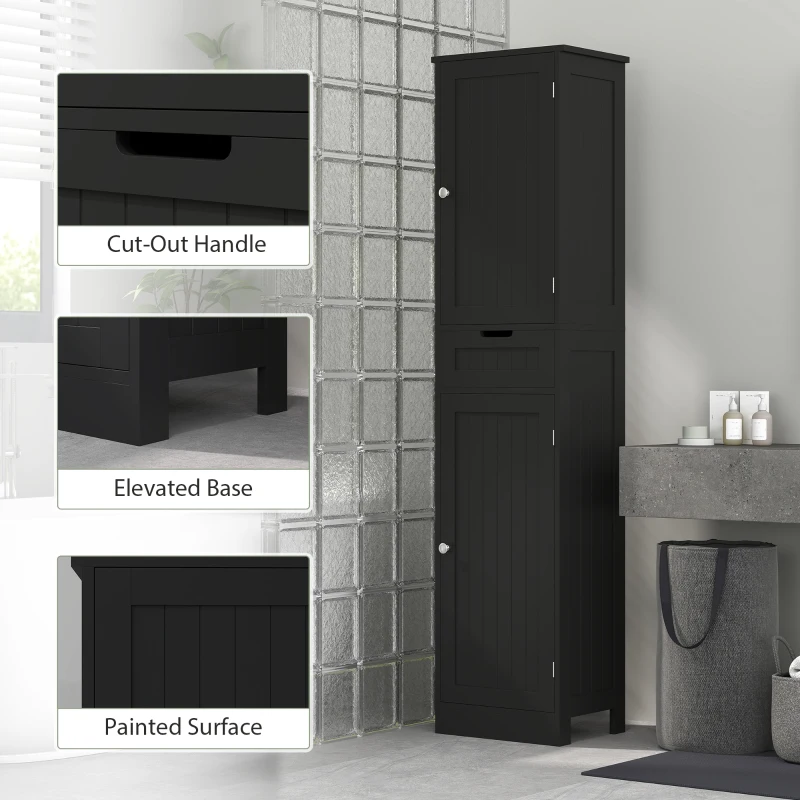 HOMCOM Freestanding Bathroom Cabinet with Drawer and 2 Doors, Tall Bathroom Cupboard for Kitchen, Study, Living Room