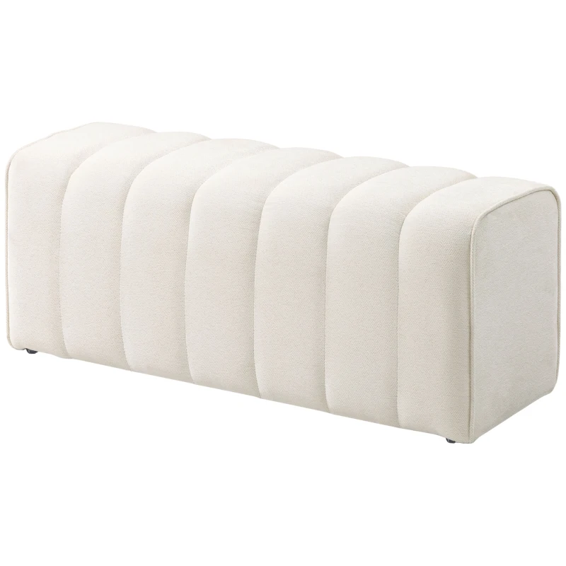HOMCOM 43" Upholstered Bedroom Bench Modern End of Bed Bench Load up to 485 lbs for Bedroom Hallway Living Room Cream White