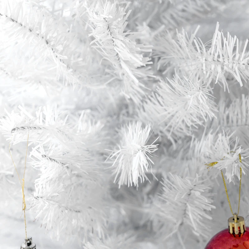 HOMCOM 8ft Pencil Christmas Tree, Slim Artificial Christmas Tree with Realistic Branches and Warm White LED Lights, White