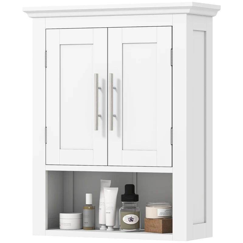 kleankin Bathroom Wall Cabinet, Medicine Cabinet, Toilet Storage Cabinet with Shelf for Living Room and Entryway, White