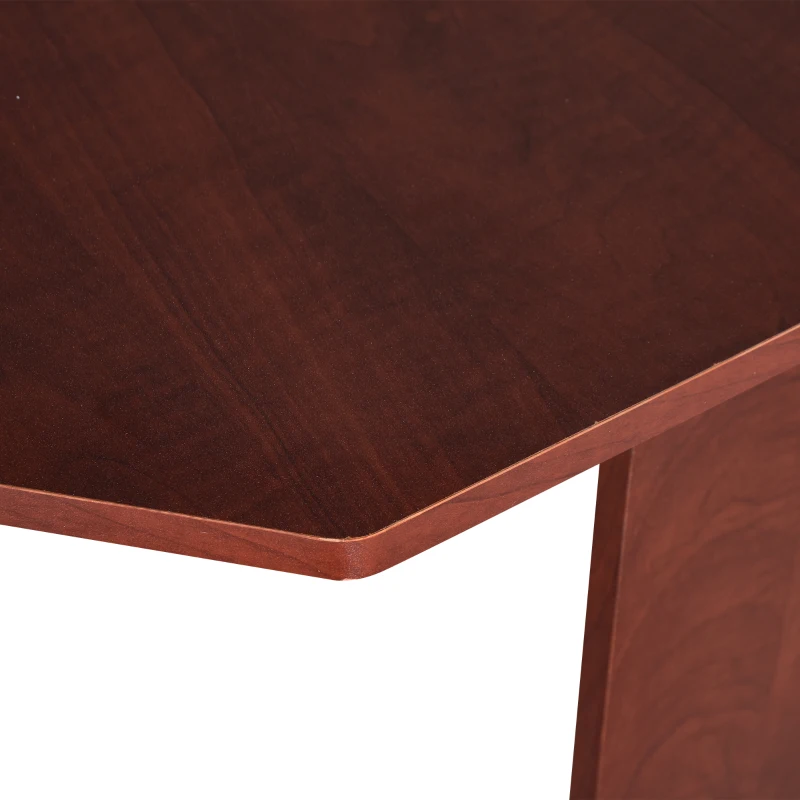 HOMCOM Computer Desk with Printer Cabinet, L-Shaped Corner Desk with Storage, Study PC Workstation for Home Office, Cherry