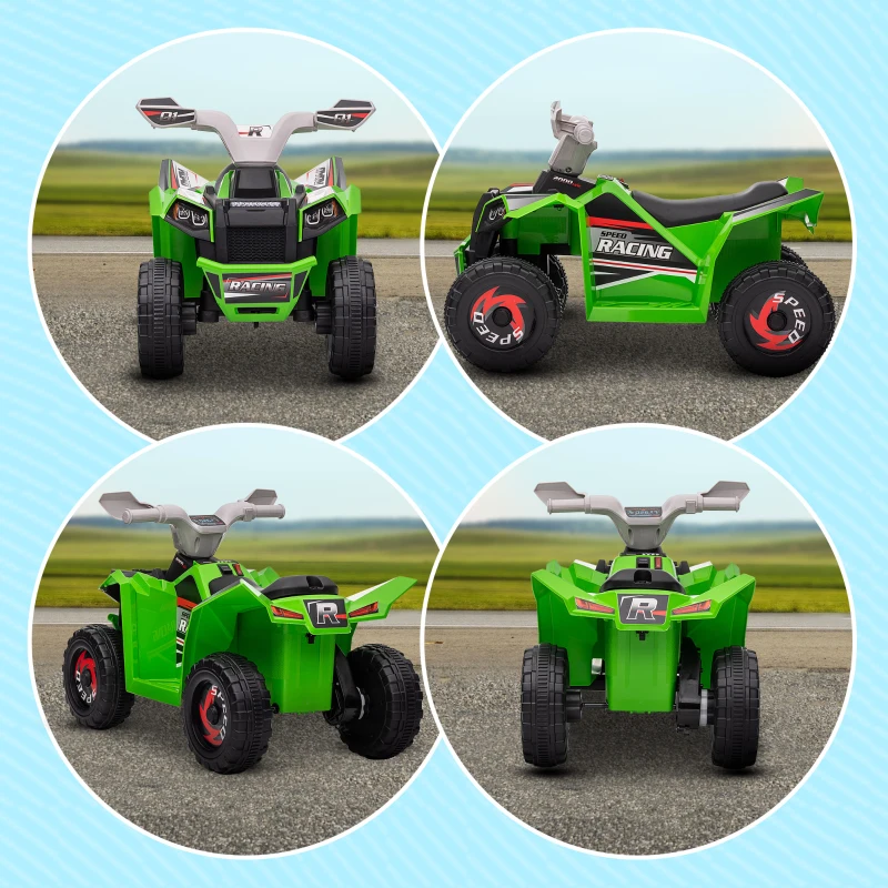 Aosom 6V Electric Toy Car with Forward Backward, Wear-Resistant Wheels for Ages 18-36 Months, Green