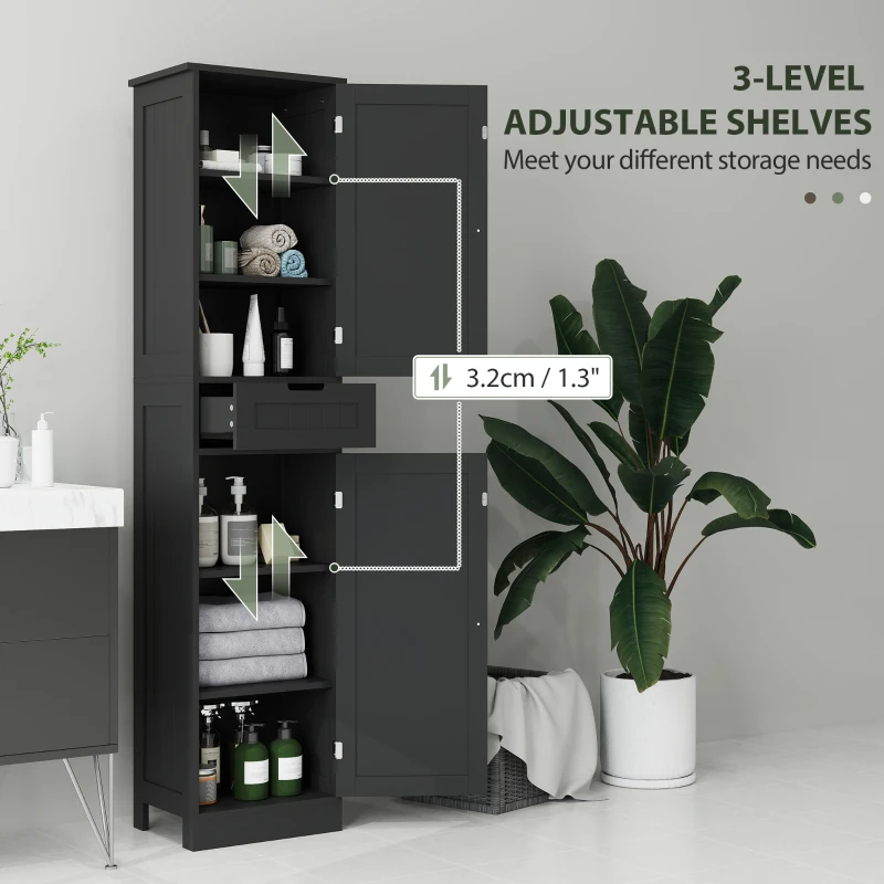 HOMCOM Freestanding Bathroom Cabinet with Drawer and 2 Doors, Tall Bathroom Cupboard for Kitchen, Study, Living Room