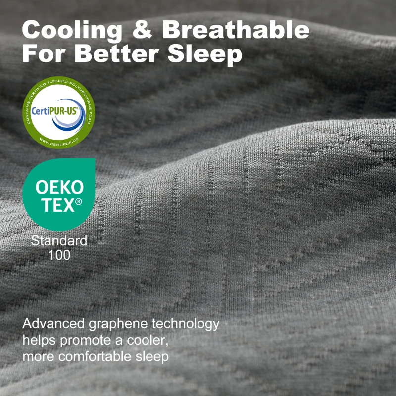 HOMCOM Queen Mattress, 12 Inch Memory Foam Mattress for Pressure Relief, Graphene Gel Cooling Copper Bed in a Box, Made in USA
