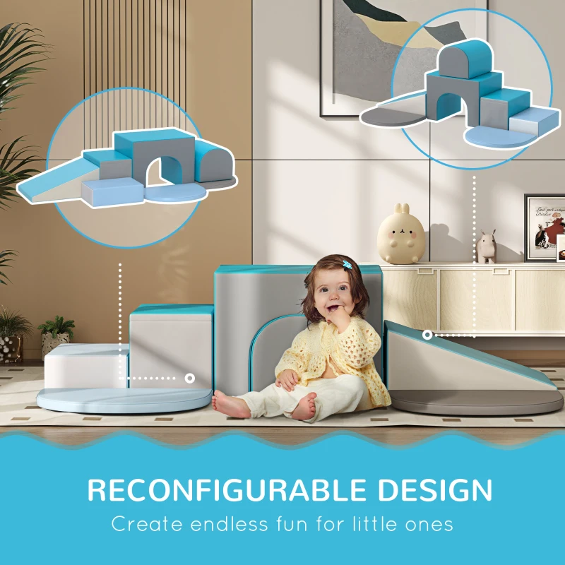 Qaba 7-Piece Rearrangeable Toddler Climber for Creativity and Shape Discovery, Contemporary