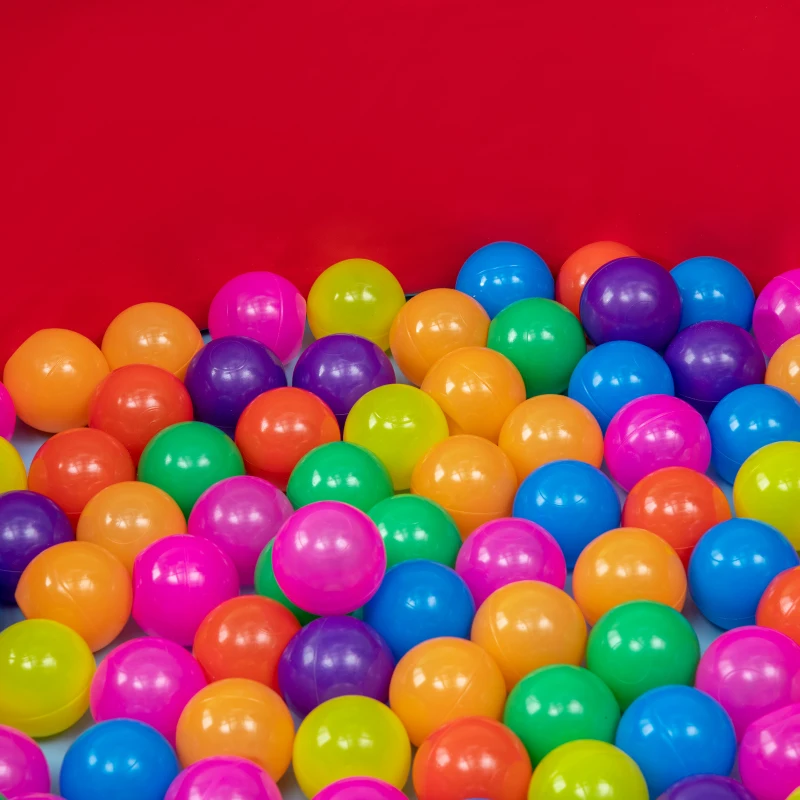 Outsunny Foam Kids Ball Pit Pool with Removable & Washable Cover, 45" x 10" Round Ball Pit for Toddlers with 200 Ocean Balls, Soft Baby Playpen, Red