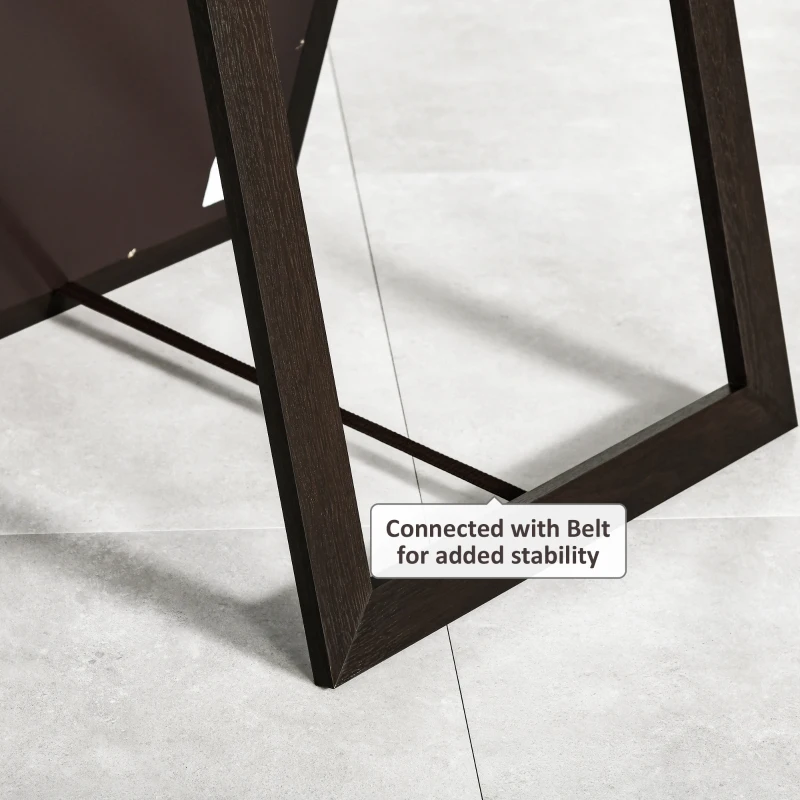 HOMCOM 58" x 20" Full Length Mirror with Frame, Floor Standing Mirror, Rectangular Full Body Mirror for Bedroom, Living Room, Brown