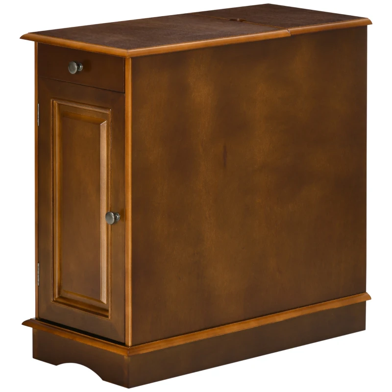 HOMCOM Flip Top End Side Table with Storage Drawer and Cabinet, 11.5" x 24" x 24.25", Espresso