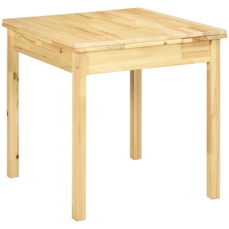 HOMCOM Folding Dining Table with Pine Wood Frame, Drop Leaf Tables for Small Spaces, Foldable Kitchen Table for Dining Room, Natural