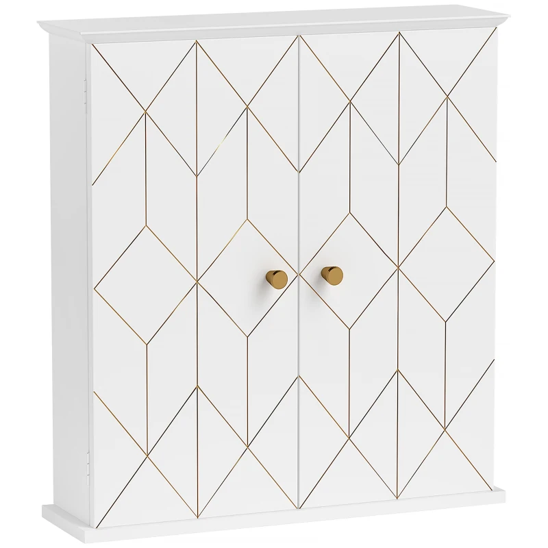 HOMCOM Bathroom Wall Cabinet, Medicine Cabinet, Storage Cabinet with 2 Doors, Adjustable Shelf, White
