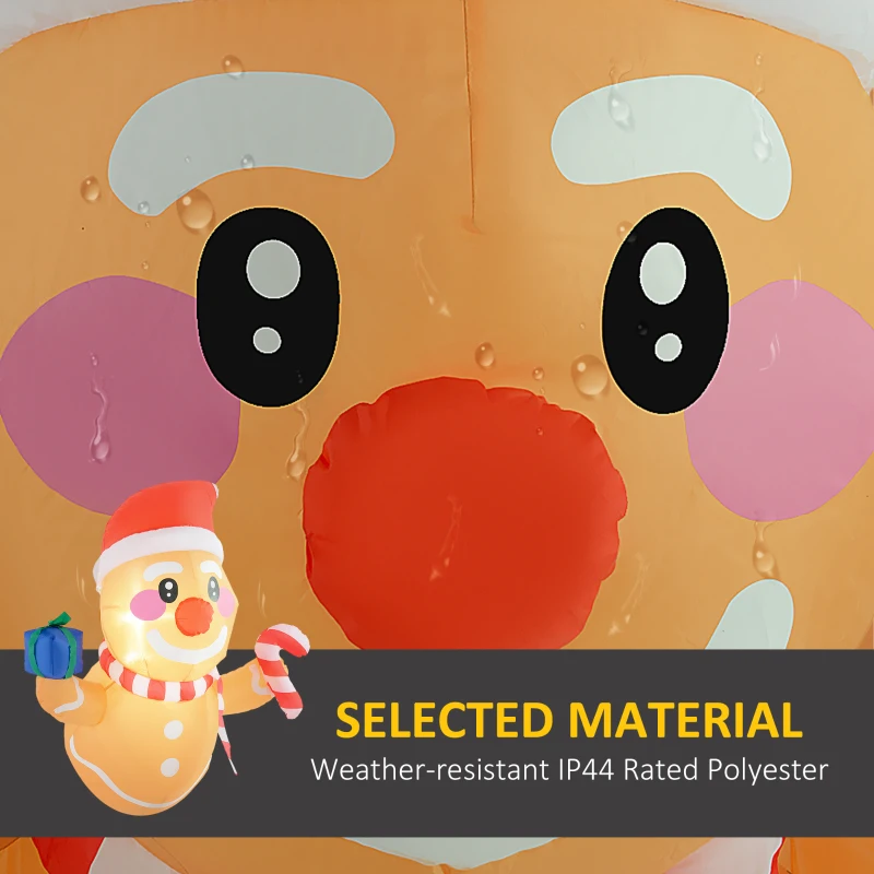 Outsunny 3.4' Inflatable Hanging Gingerbread Man Holding Gift Box & Candy Cane w/ LED Lights, Blow-Up Outdoor Display for Party