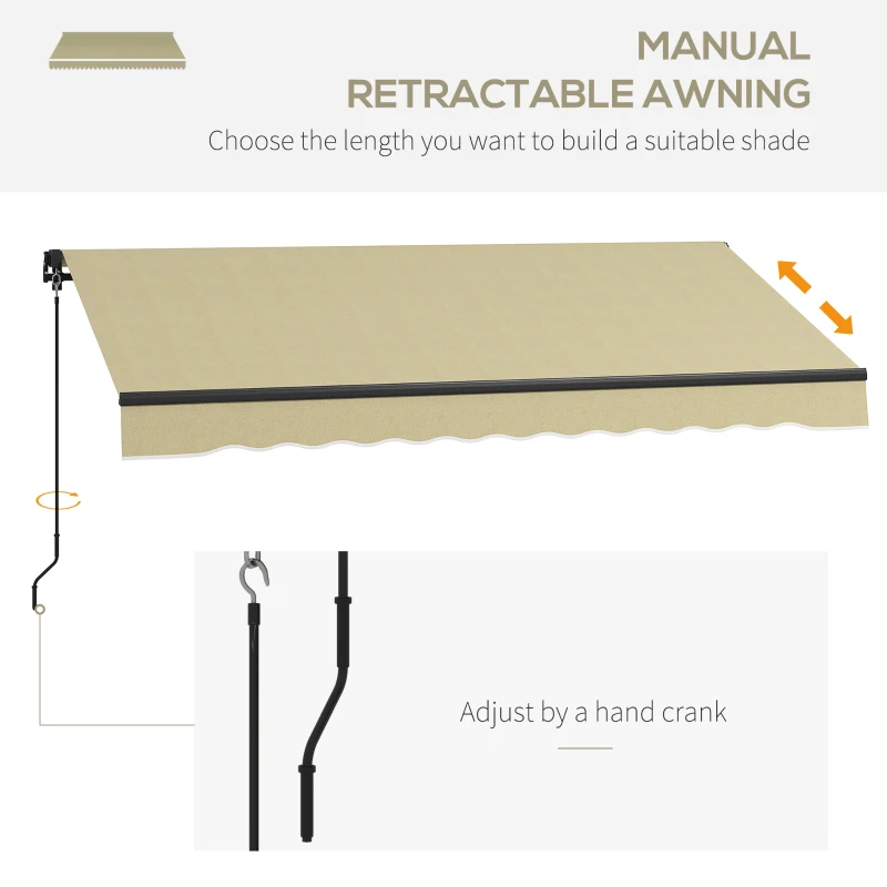 Outsunny 8' x 6.5' Retractable Awning, 280gsm UV Resistant Sunshade Shelter for Deck, Balcony, Yard, Beige