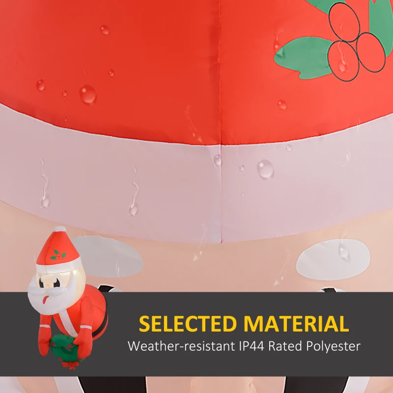 Outsunny 3.4' Inflatable Santa Claus Holding Wreath w/ LED Lights, Blow-Up Outdoor Hanging Display for Garden Party