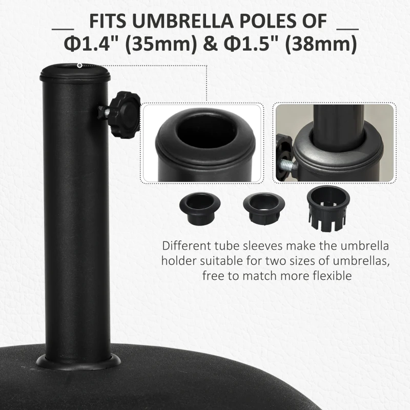 Outsunny 44 lbs Cement Round Umbrella Base Holder 19" Heavy Duty Parasol Stand for Patio, Outdoor, Backyard, Black